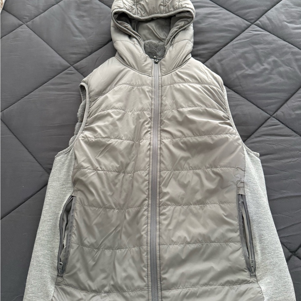 Vince Camuto Gray Hooded Fur Vest